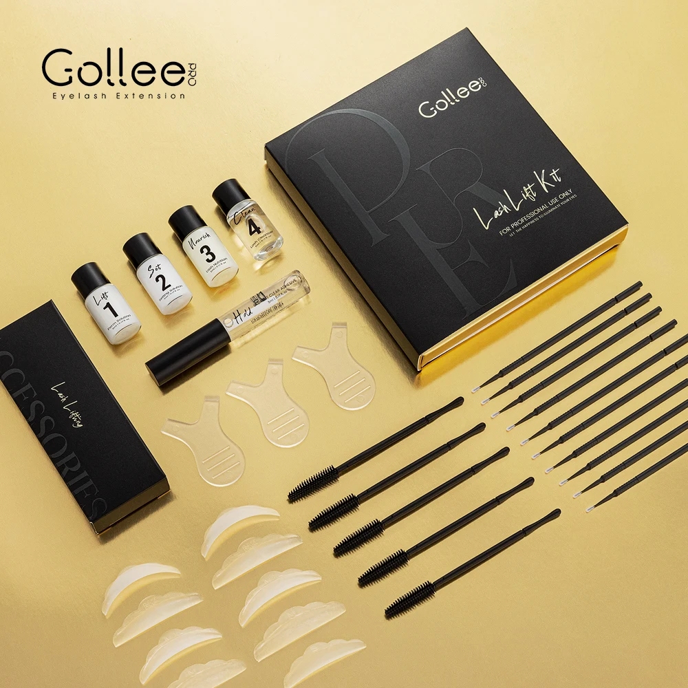 Gollee Lash and Brow Curling Kit Natural Eyelash Lifting Perm Treatment Makeup Set 4-6 Weeks For Lash Curler Perm Long Lasting